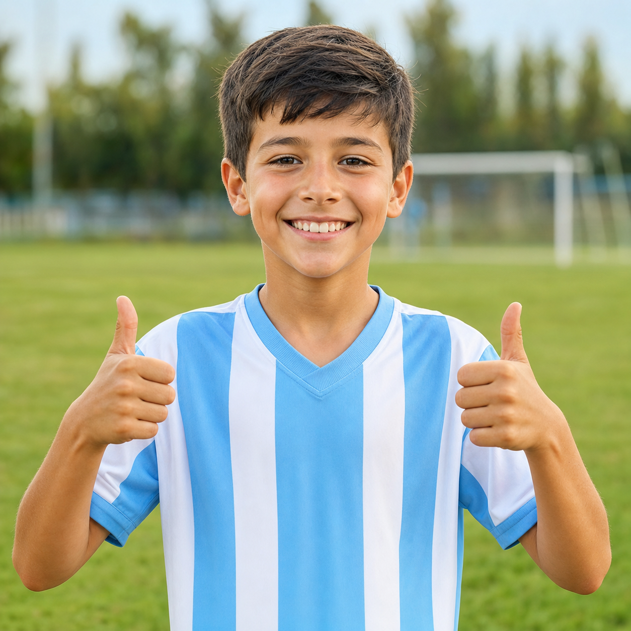 Foto de ejemplo de Santi con camiseta celeste y blanca